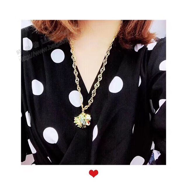 GUCCi飾品 古馳最新款老虎頭項鏈 Gucci胸針 男女同款  zgbq1181